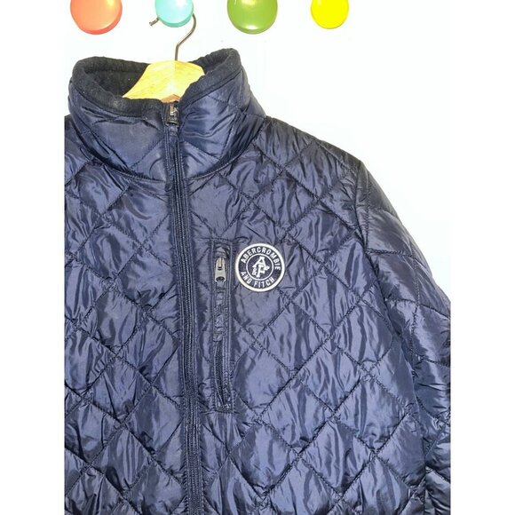 Abercrombie & Fitch Navy Quilted Jacket M Lightweight Full-Zip Puffer With Pocke - Picture 2 of 9